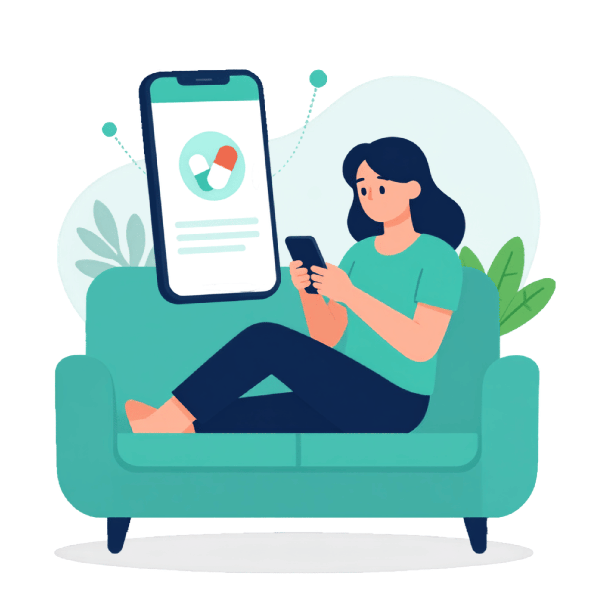 Patient using a digital healthcare app from home